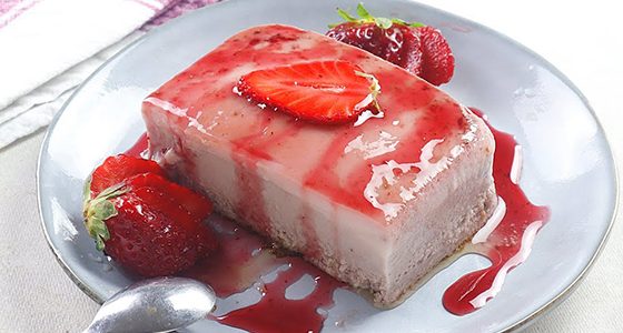 Flan de fresas