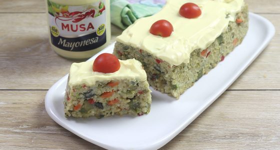 Pastel de arroz y verduras