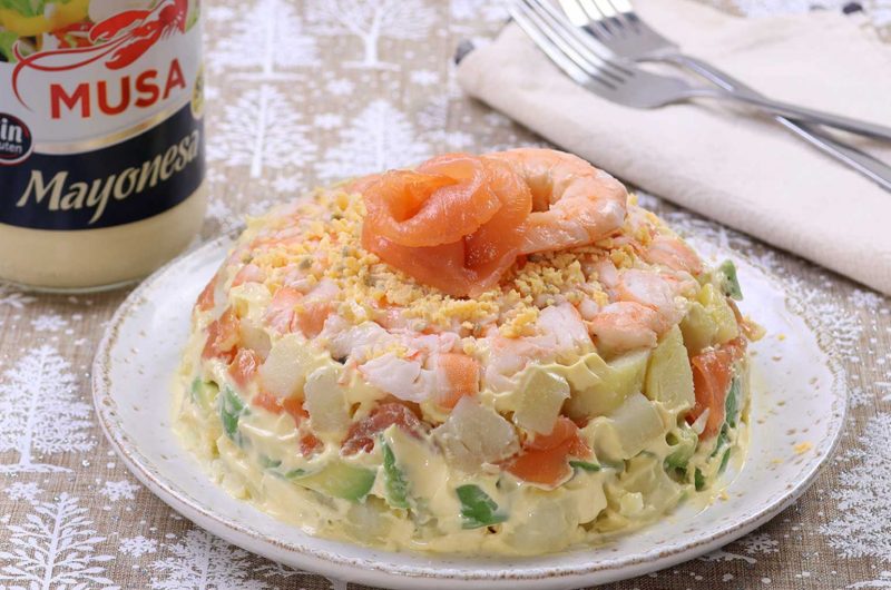 Ensaladilla de Navidad por capas