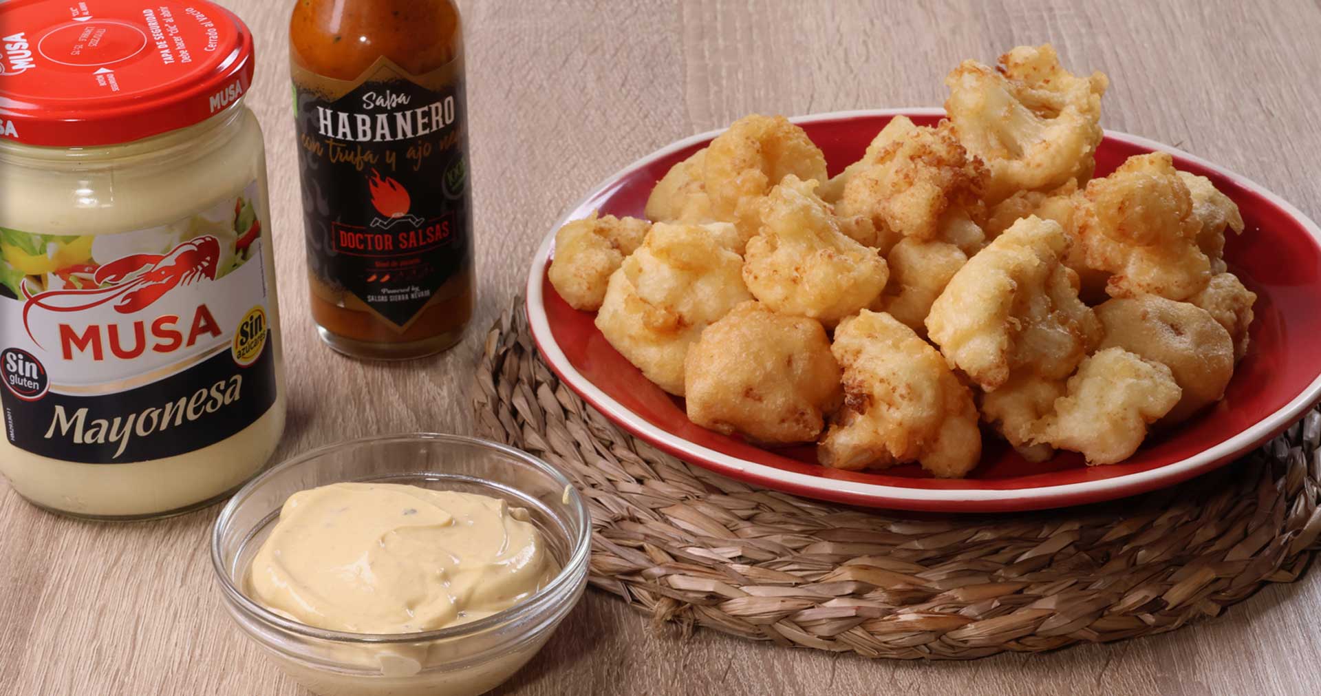 coliflor en tempura con mayonesa