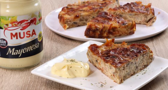 Pastel de jamón y champiñones