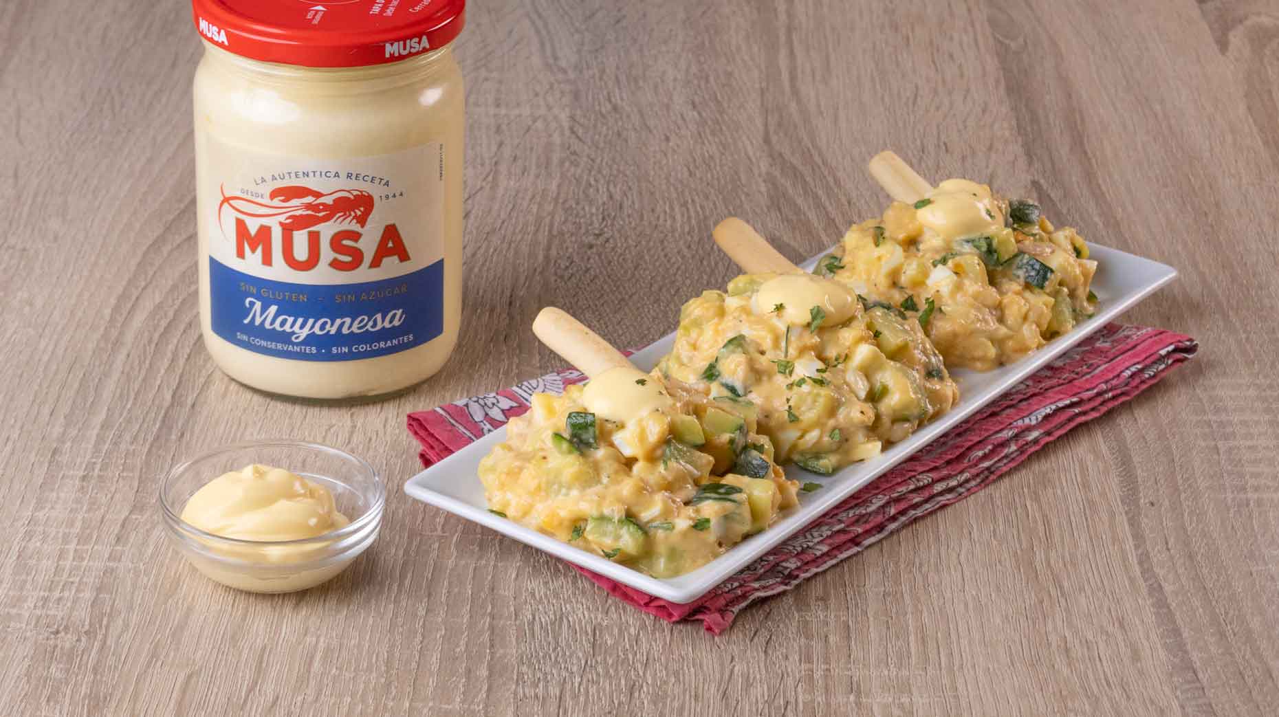 Ensaladilla de calabacín con atún preparada con Mayonesa Musa.